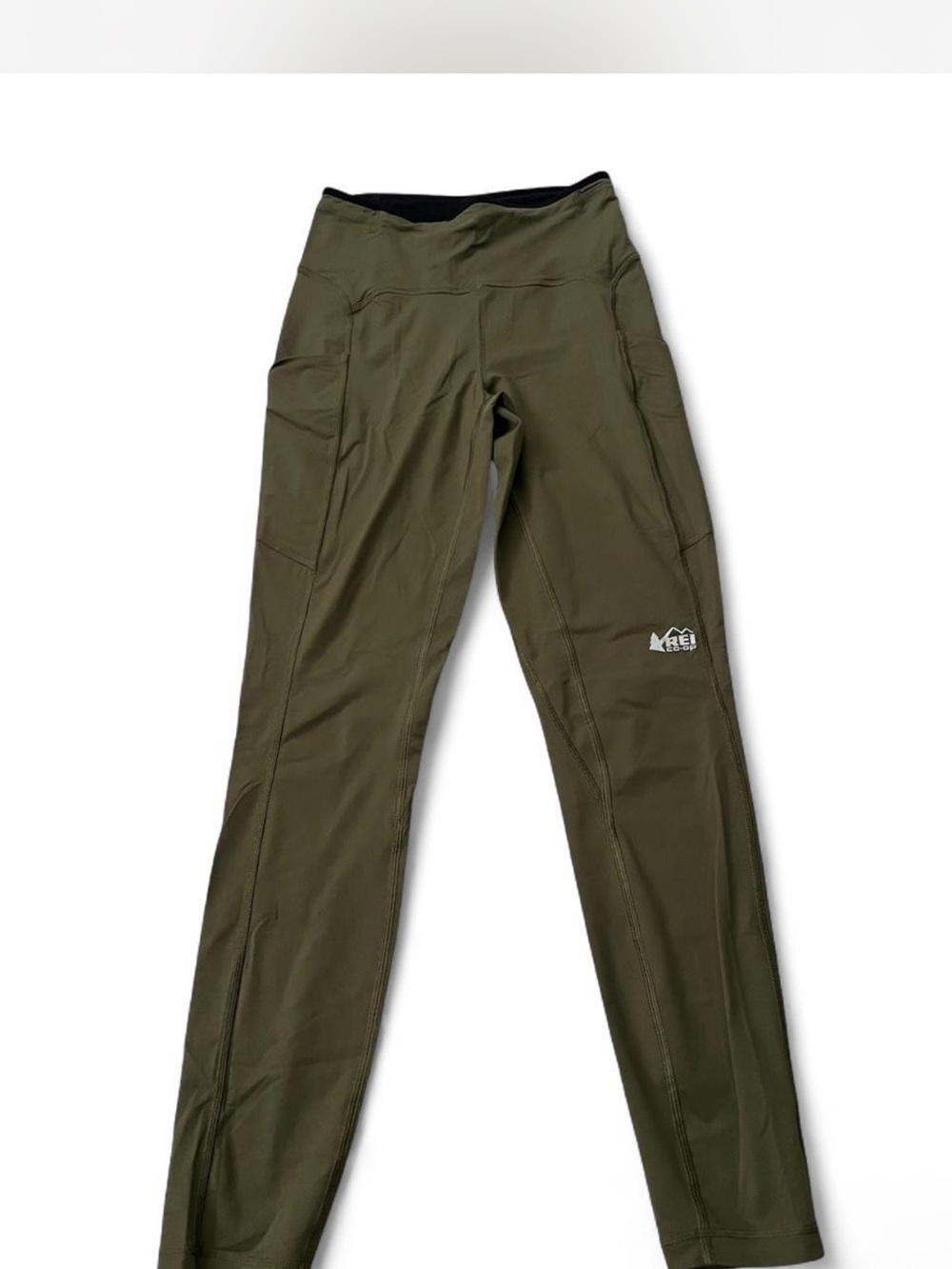 REI Olive Green Performance Leggings with Side Pockets